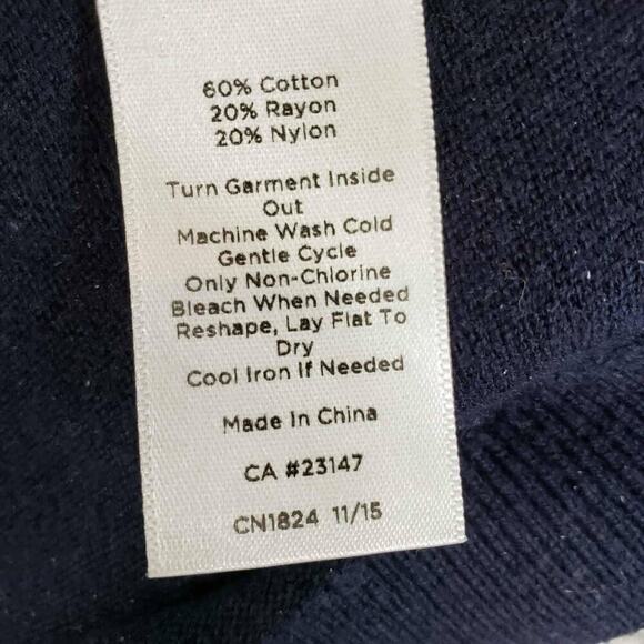 Talbots Sweater Women's Size Large L Navy Blue Fruit Knit Pullover LS - Picture 8 of 9
